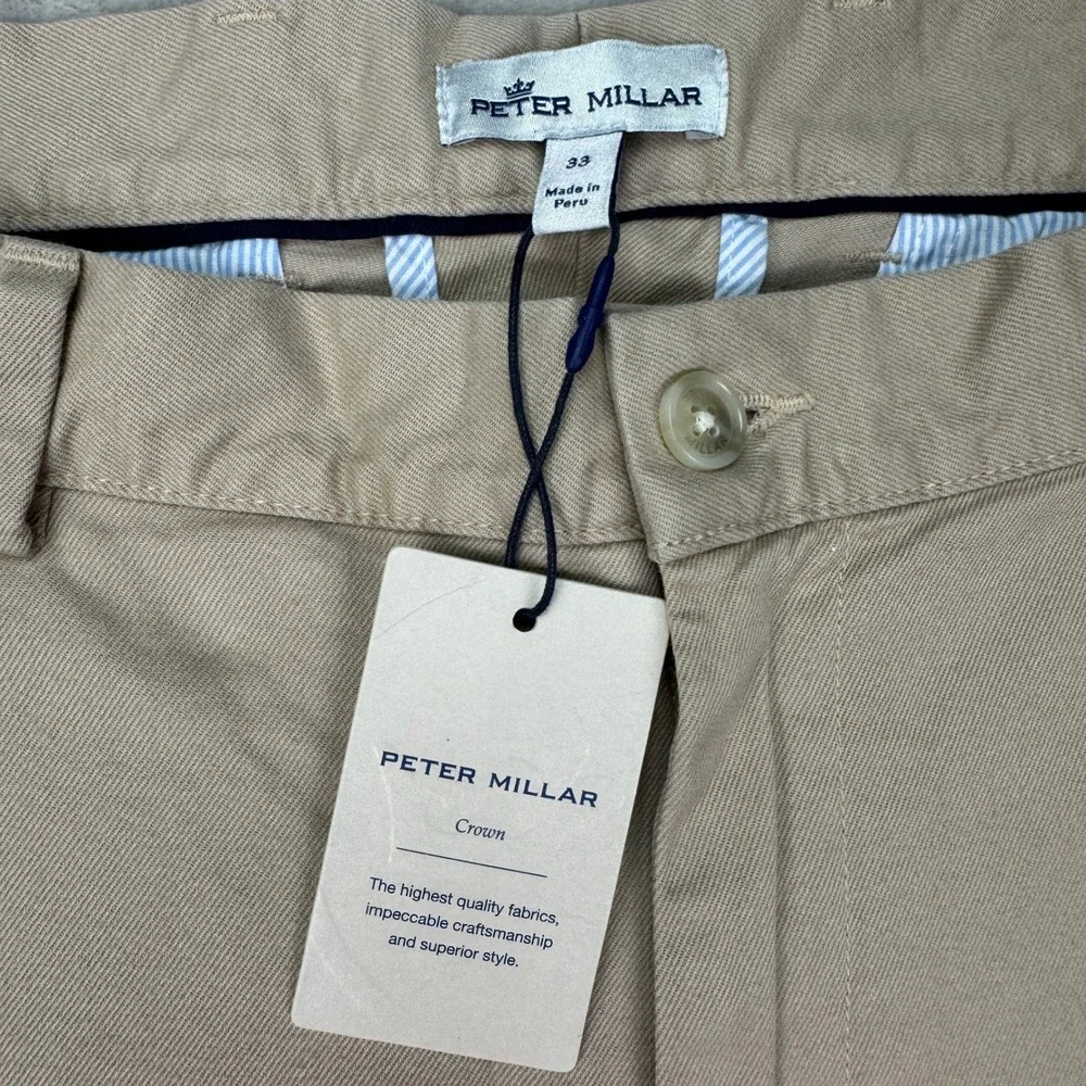 NWT Peter Millar Crown Pilot Twill Flat Front Men's 33X36 Tall ME0B06 MSRP $175